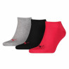 SPORT-KNÖCHELSOCKEN PUMA SNEAKER (3 PAAR) GRAU SCHWARZ ROT BUNT