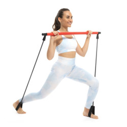 Training Bar with Resistance Bands and Exercise Guide